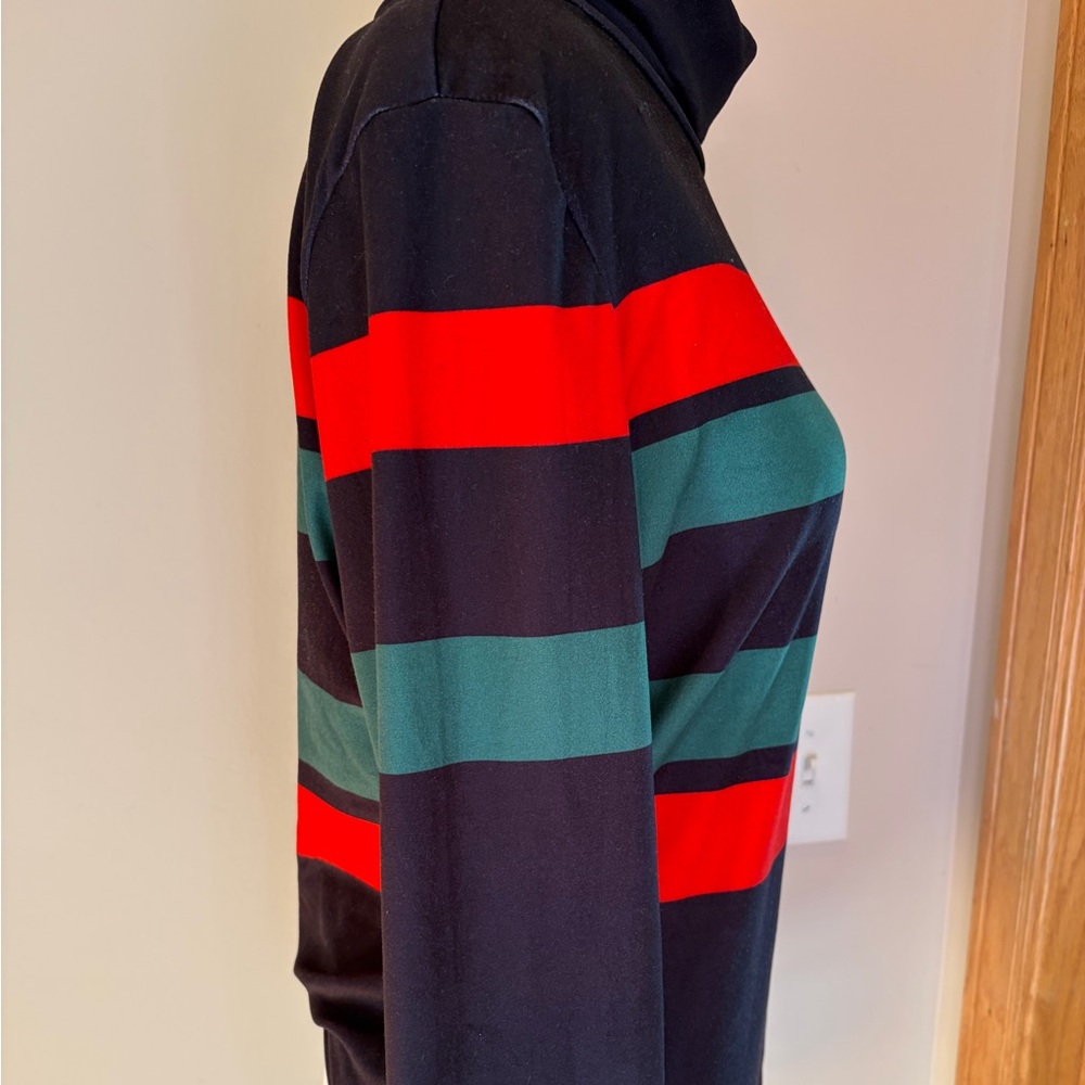 #184 STYLEWE Black Turtleneck with Red and Green Stripes. Like New. - Picture 5 of 9